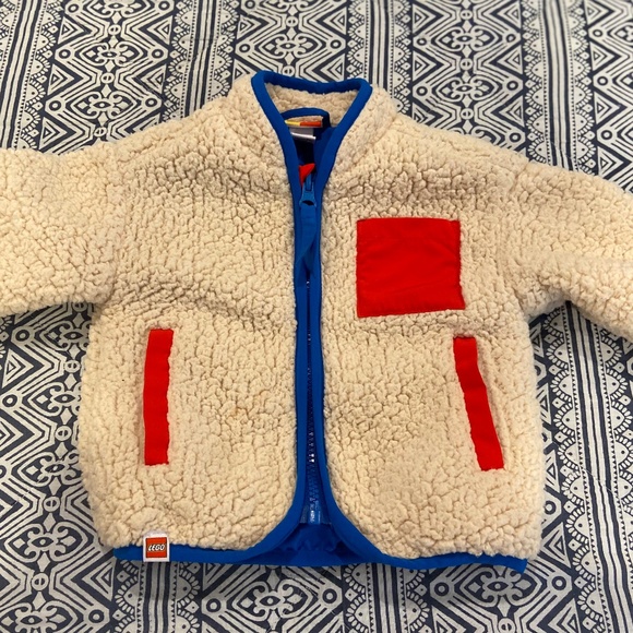 Target Other - Lego for Target Sherpa Zip-Up Jacket – Infant 12 Months, Off-White Blue Red